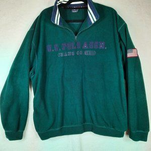 U.S. Polo Assn. Jeans Co. 1890 Mens Large Green 1/4 Zip Pullover Fleece Sweater